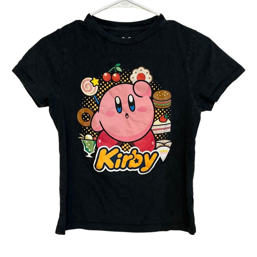 Kirby Circle Of Food Boy's Short Sleeve Tee Shirt Black Medium
